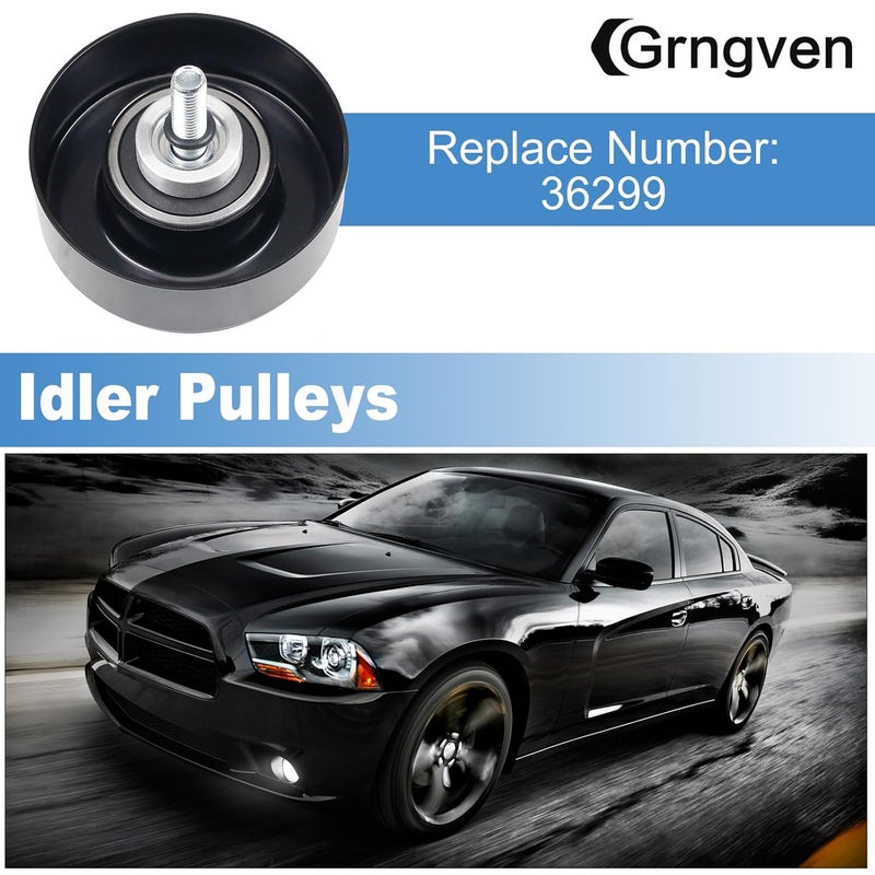 Grngven Idler Pulleys with Bolt for Chevrolet Select Buick, Hummer, etc Models. Belt Idler Pulley 36299 12555609, 12669569 Belt Pulley Compatible - Image 2